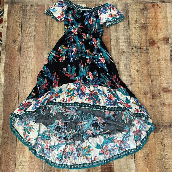 Flying Tomato Floral Off-Shoulder Boho High Low Midi Dress X-Small - Picture 1 of 7